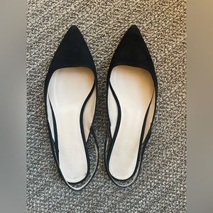 Everlane Slingback Editor Flat Black Suede Size 5.5